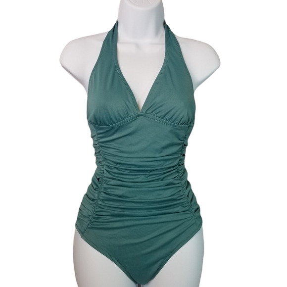 J. Crew ruched halter one piece swimsuit - Picture 1 of 8